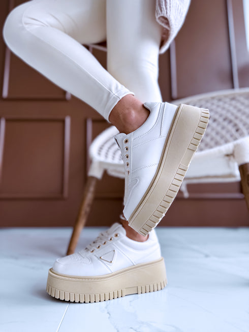 Ādas imitācijas botas "COLLABORATION" - bēšas